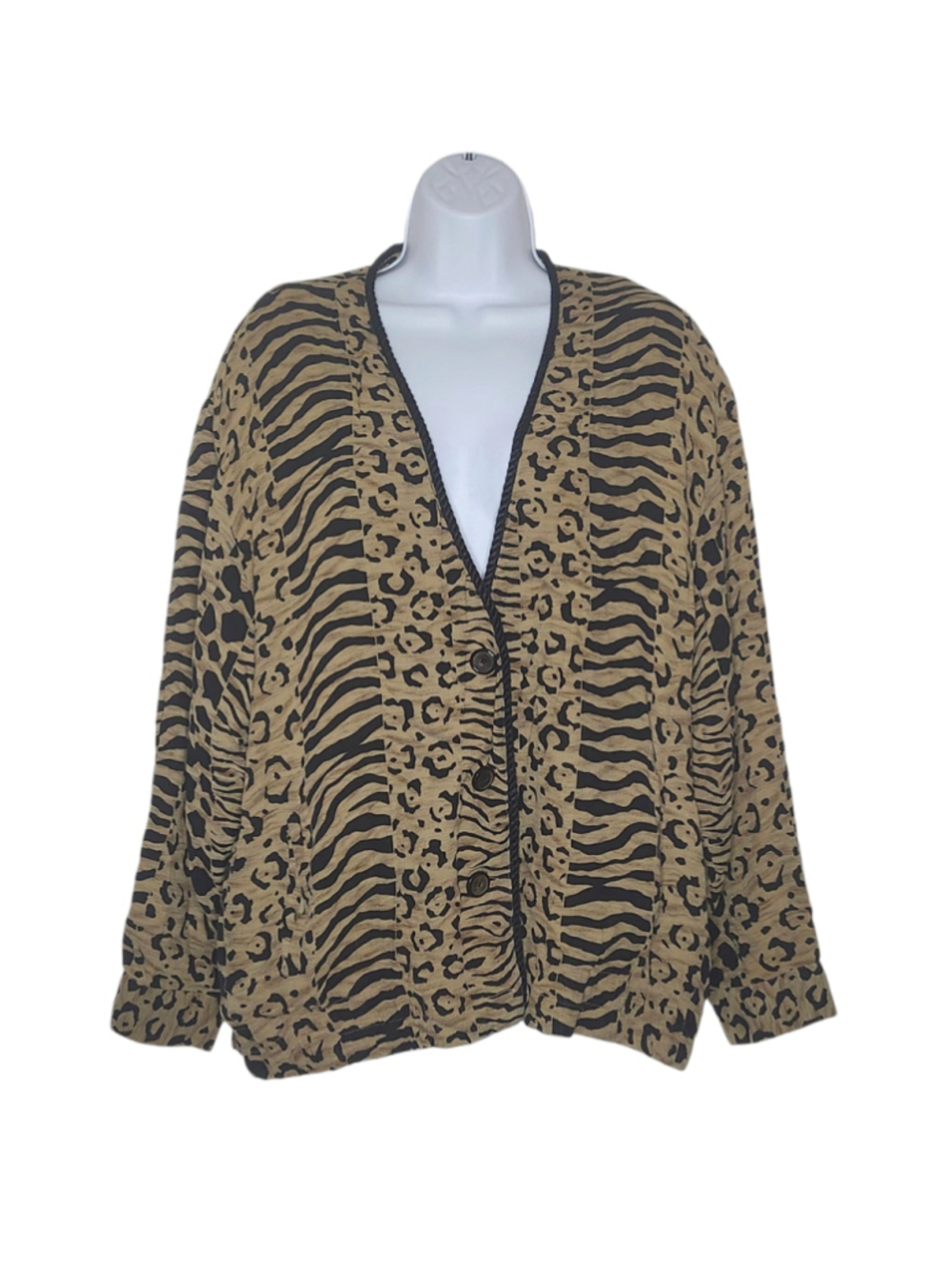 Vintage Peter Nygard 100% Silk Mixed Animal Print Jacket 14W Mob Wife Y2K